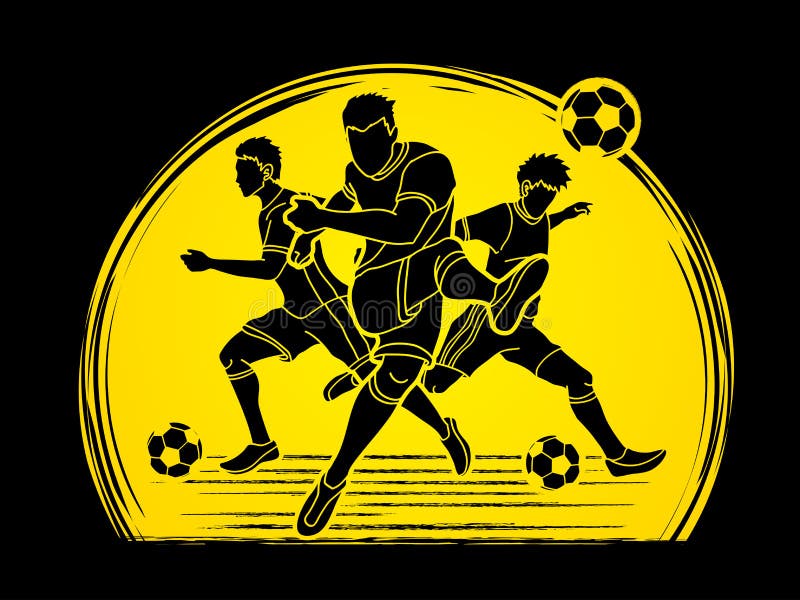 Three Soccer Player Team Composition Graphic Vector Stock Vector Illustration of playground