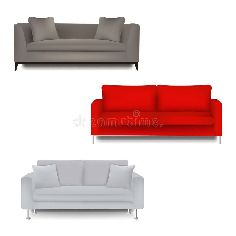 Three Sofa Bed with Isolated White Background Stock Vector