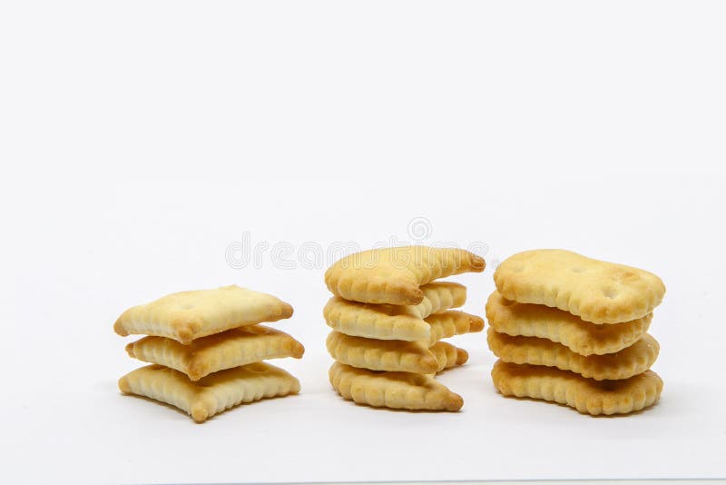 Three stacks of small crackers stock photography Three stacks of small crackers stock photography