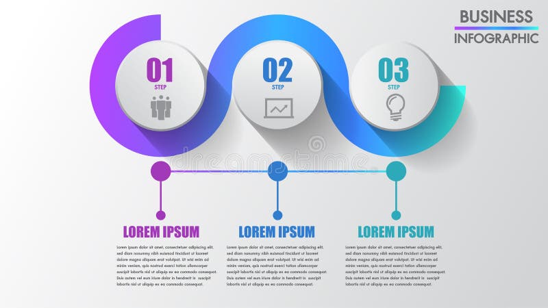 Three steps business infographics modern creative step by step can illustrate a strategy, workflow or team work. vector illustration Three steps business infographics modern creative step by step can illustrate a strategy, workflow or team work. vector illustration