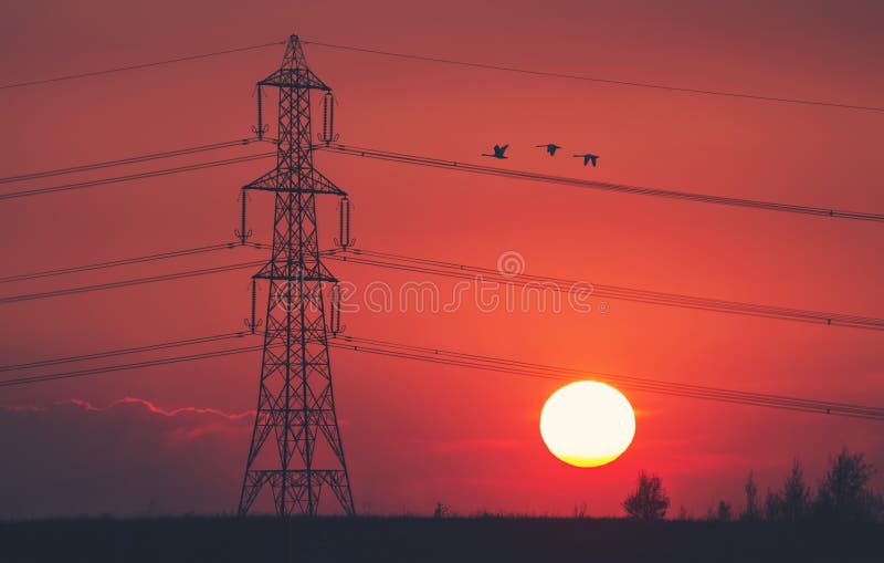 Three - Sunset Pylon stock photography Three - Sunset Pylon stock photography