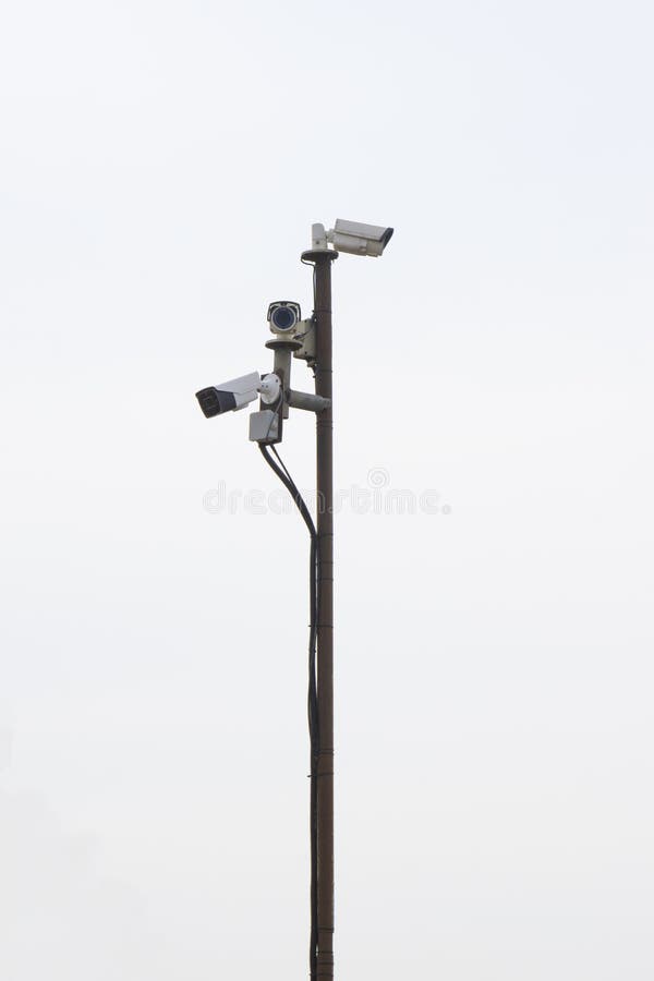 Surveillance cameras on the pillar royalty free stock photo Surveillance cameras on the pillar royalty free stock photo
