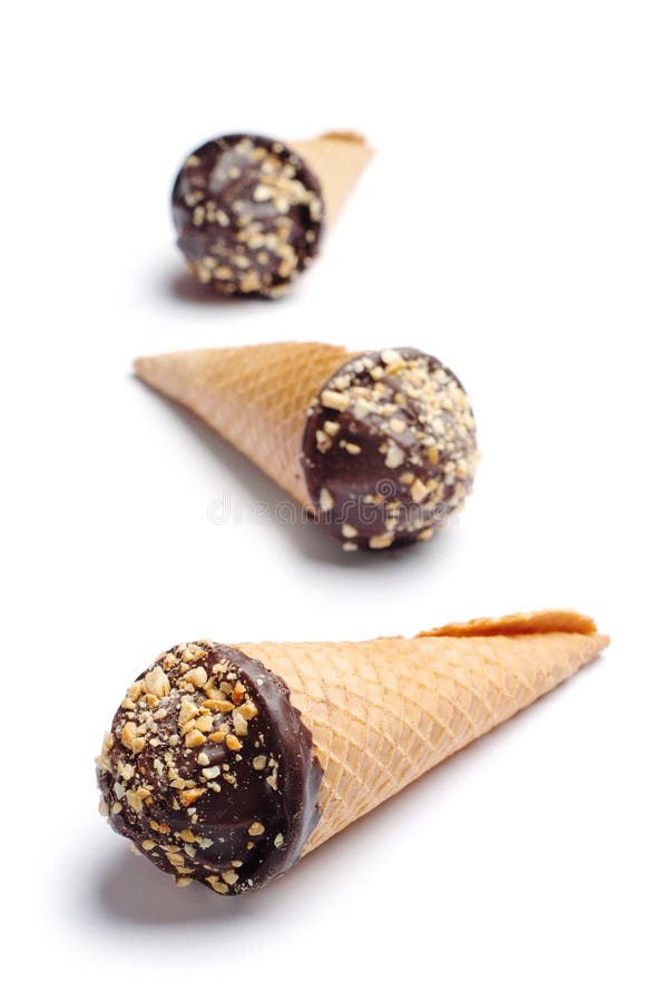 Three Sweet Cakes in Cream Cone Stock Image Image of pastry, diet