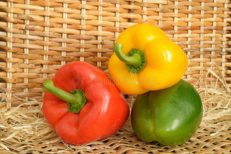 Three sweet peppers stock image. Image of diet, group 34181113