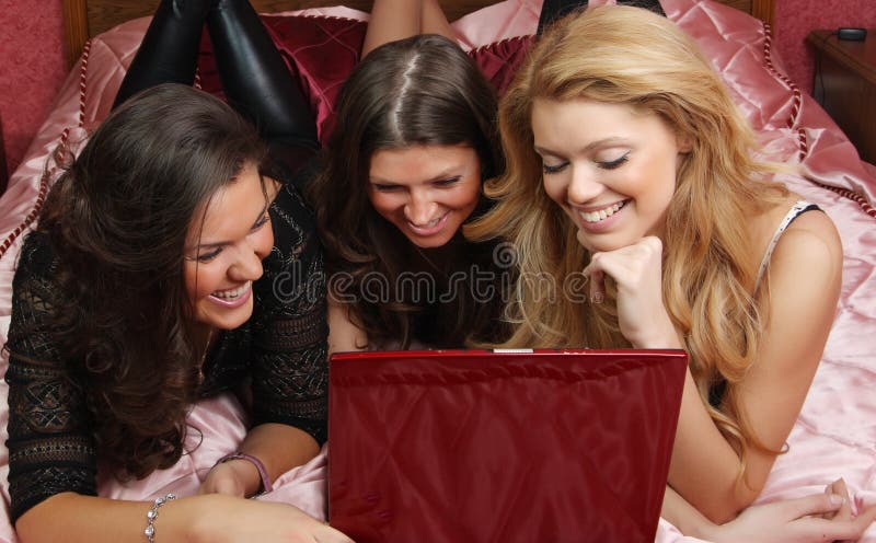 Three teenage girls having fun