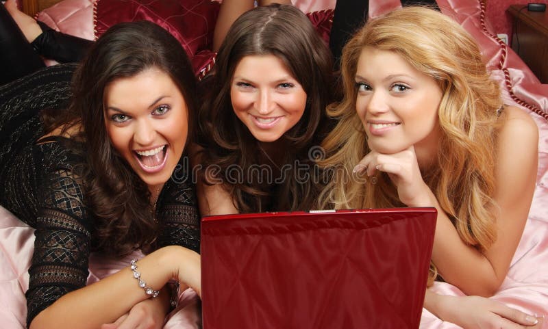 Three teenage girls having fun