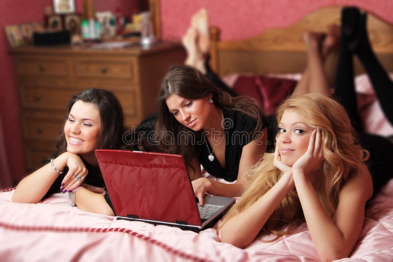 Three teenage girls having fun