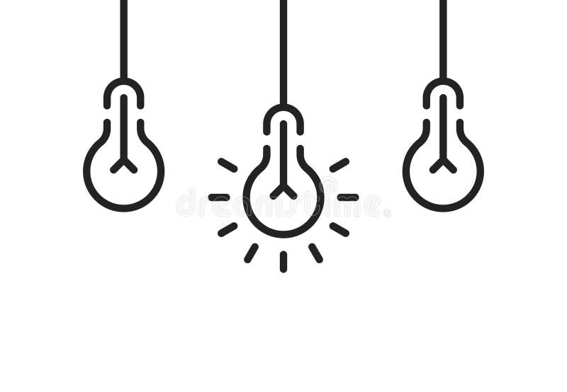 Three thin line light bulb like easy decision royalty free illustration