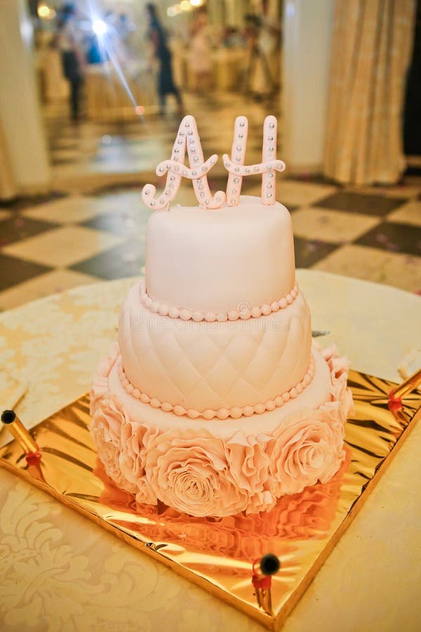 Princess Castle theme 3 layer fondant cake for girl's 1st - CakesDecor