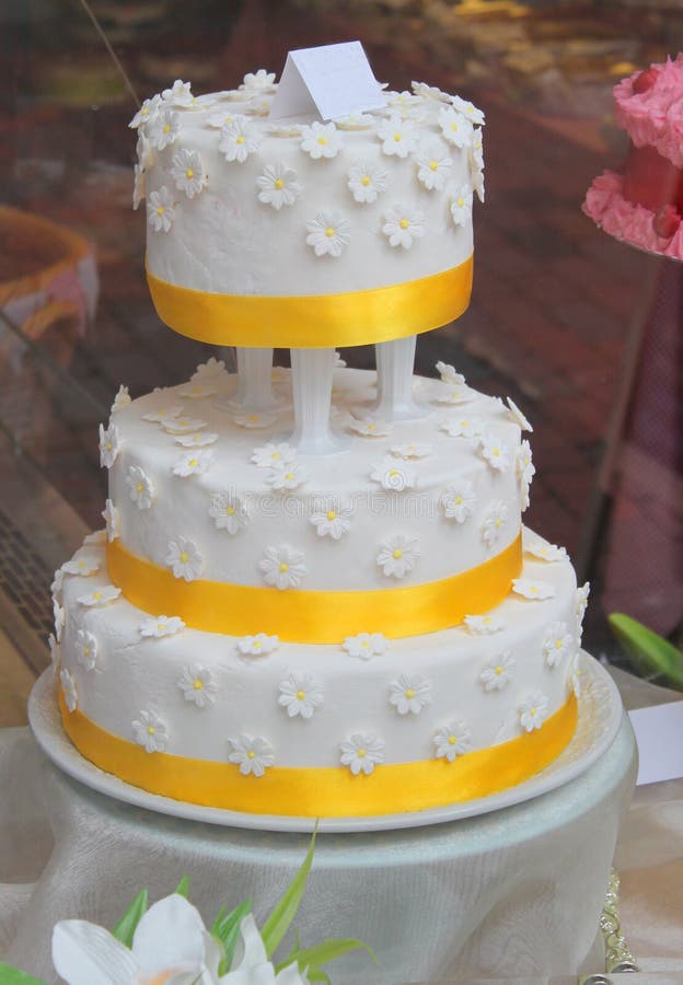 Three Tier Floral Wedding Cake Stock Image Image of businesses