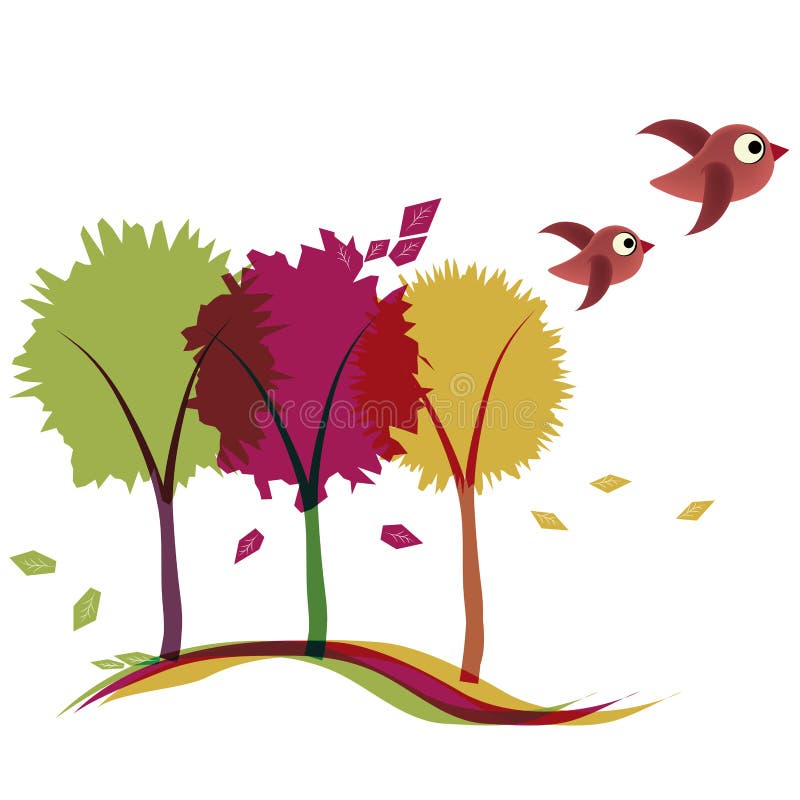 Three trees in autumn stock illustration