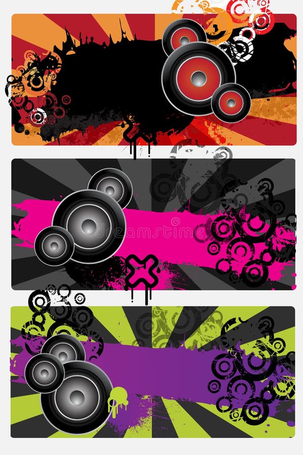 Three urban grungy music banners