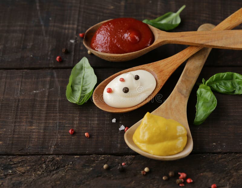 Mustard, Ketchup and Mayonnaise Stock Photo Image of nutritious, mayo 27177858