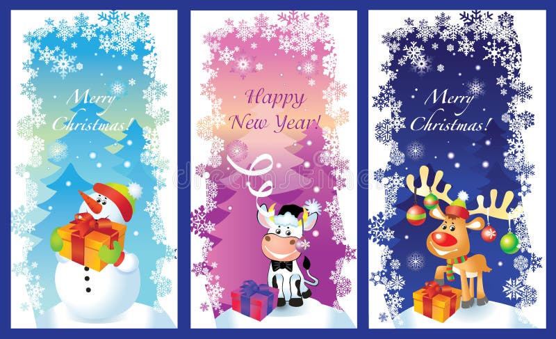 Three vector Christmas cards