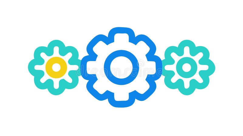 Three Vibrant Gears Symbolizing Collaborative Innovation, vector design Generative AI royalty free illustration