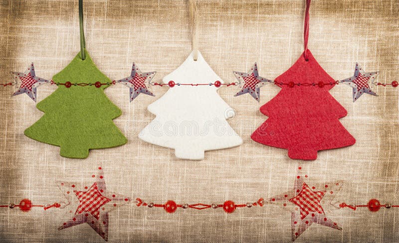 Three vintage christmas trees background with stars stock image Three vintage christmas trees background with stars stock image
