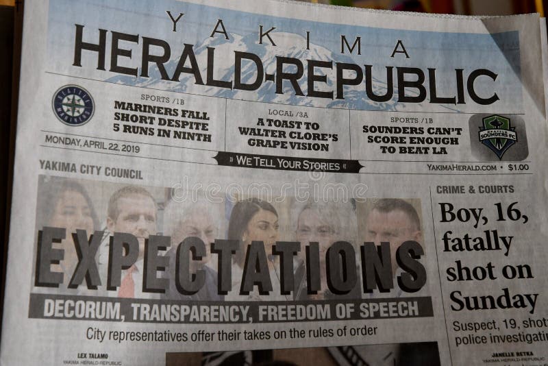 Lewiston /Idaho/USA./ 24.April 2019/Three washington dailies  daily reord Heral-republic and The seattle time daily in washington papers in usa   . Lewiston /Idaho/USA./ 24.April 2019/Three washington dailies  daily reord Heral-republic and The seattle time daily in washington papers in usa