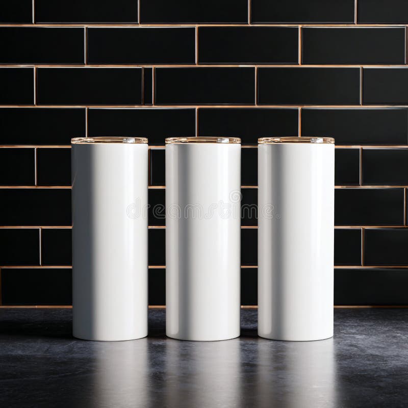 Three White Ceramic Jars Kitchen Decor Organization royalty free illustration