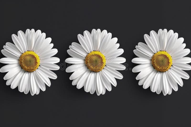 Three White Flowers with Yellow Centers
