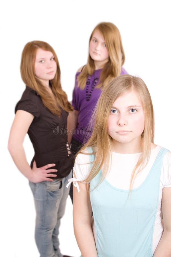 Three white girls teenagers