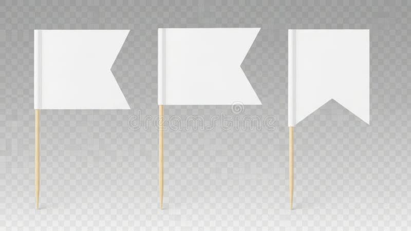 Three white pennant flags isolated on white background royalty free illustration