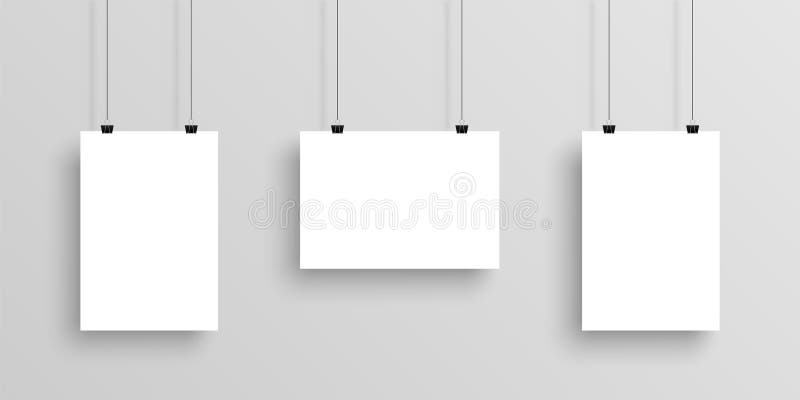 Download Three White Realistic Poster Mockup With Shadow On ...