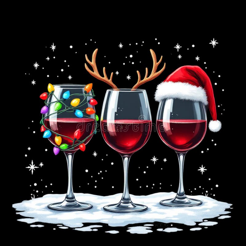Three Glass Of Red Wine Santa Hat Christmas For Men Women T-Shirt Three Glass Of Red Wine Santa Hat Christmas For Men Women T-Shirt