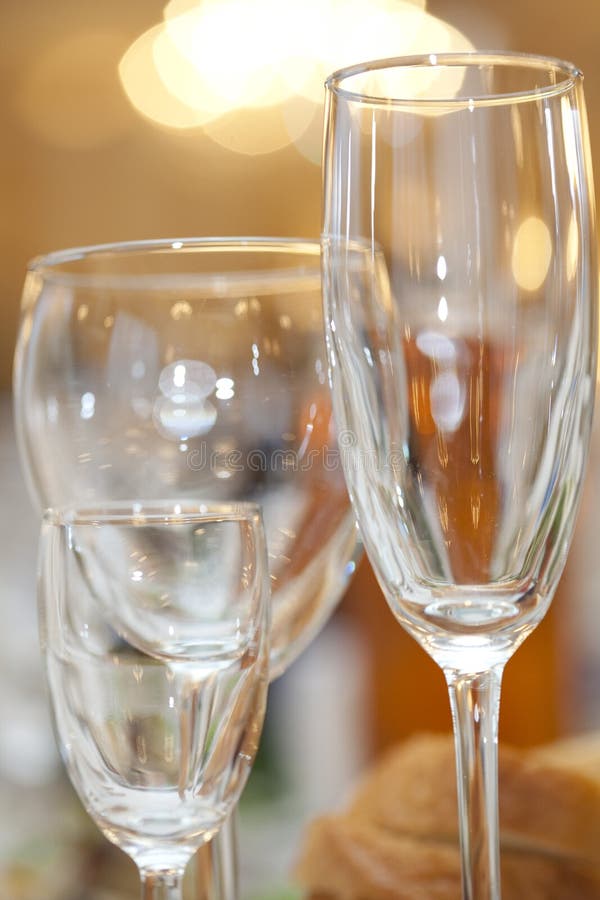 Three Wine Glasses on Fancy Table Set Stock Photo Image of
