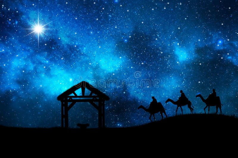 Three wise men go for the star of Bethlehem