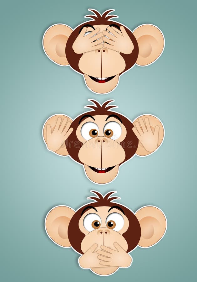 The three wise monkeys vector illustration The three wise monkeys vector illustration