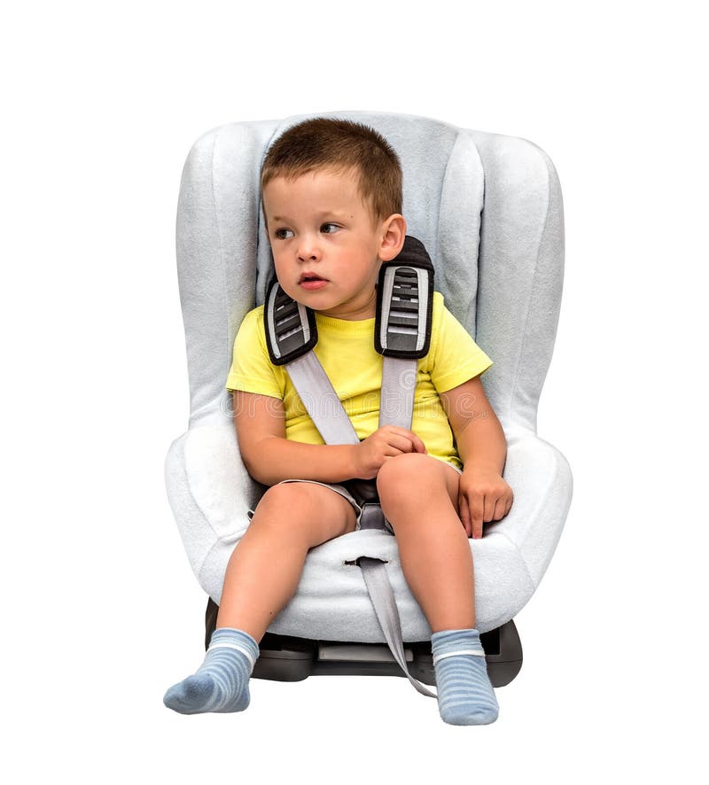 A Three Year Old Boy is Sitting in a Car Seat Stock Image Image of
