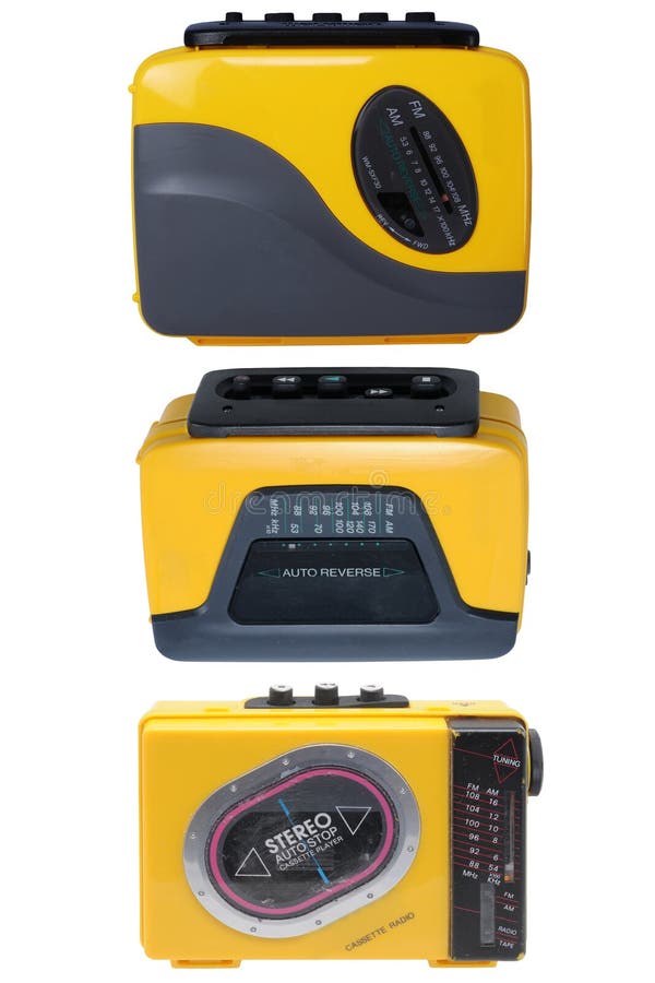 Using a 90s Yellow Sony Walkman Cassette, Stock Video