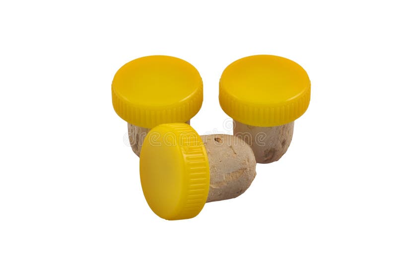 Three yellow corks