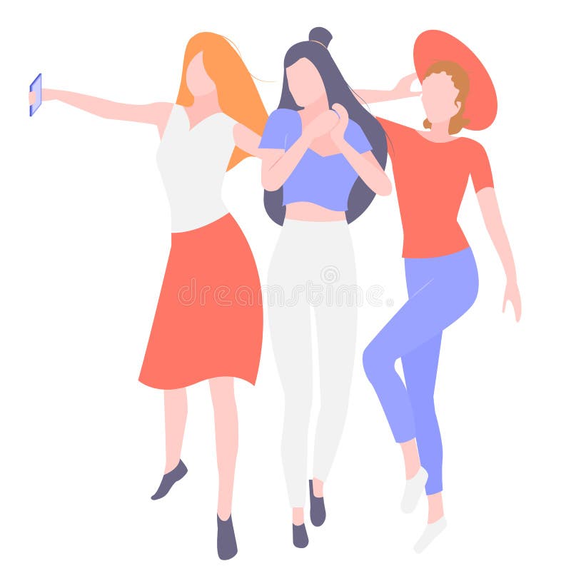 three girl friends cartoon