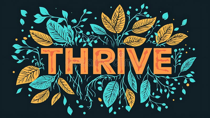 Thrive is the word on the image. The image is a colorful drawing of leaves and flowers. Word thrive stock images, royalty-free photos and pictures