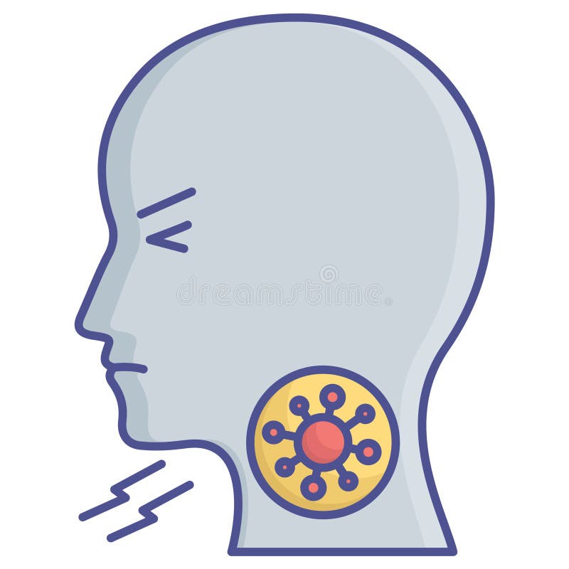 Throat infection of coronavirus Flat Style vector icon which can easily modify or edit royalty free illustration