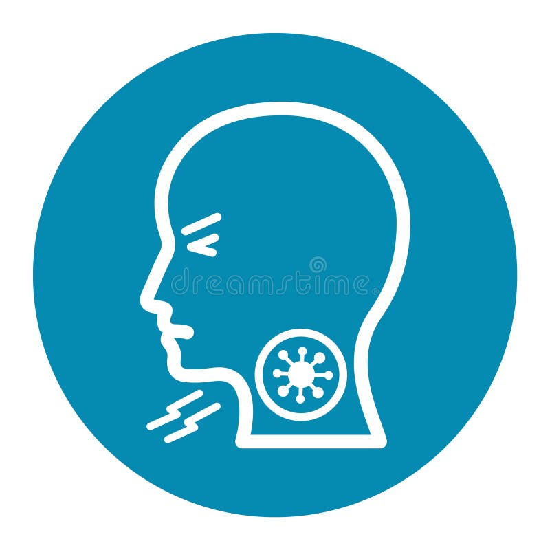 Throat infection of coronavirus white glypy with color background vector icon which can easily modify or edit vector illustration.