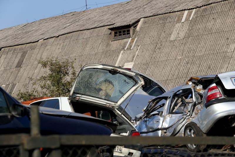 Throw cars in the trash stock photo. Image of junkyard 241723602