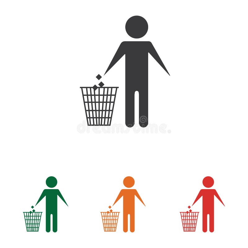 Throw garbage in the trash stock vector. Illustration of person 189976436