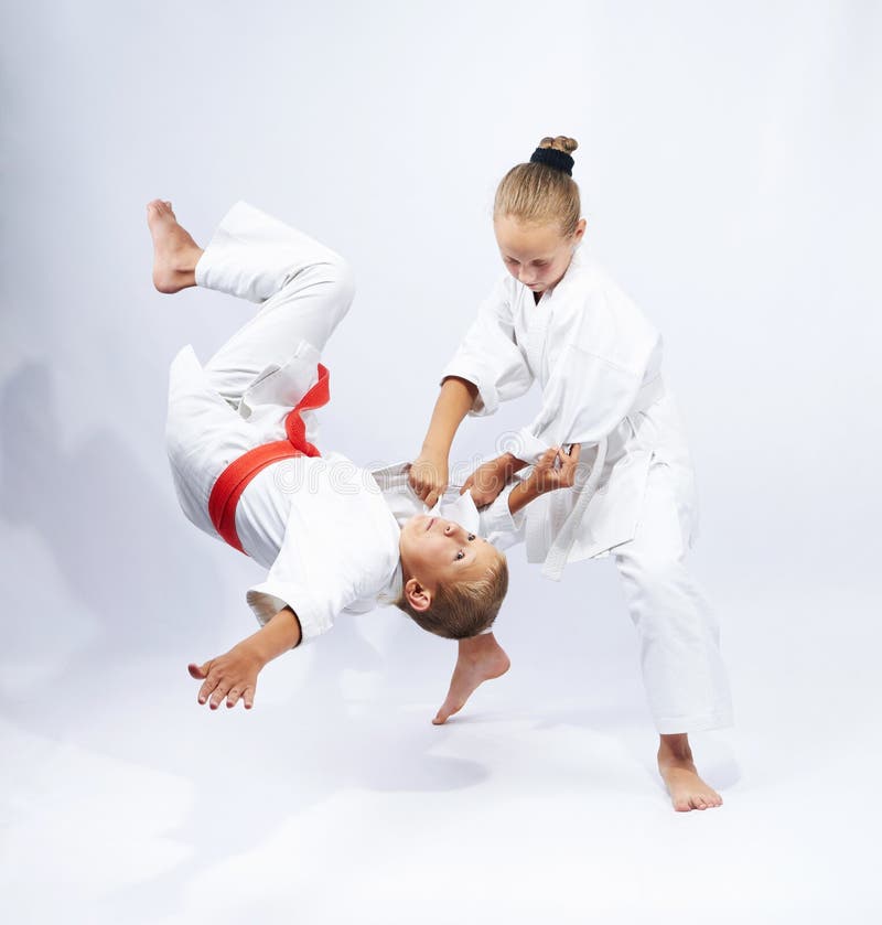 Throw Judo Makes Sportswoman with White Belt Stock Photo Image of judo, children 170128136