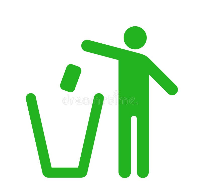 Throw rubbish into the bin stock illustration. Illustration of away