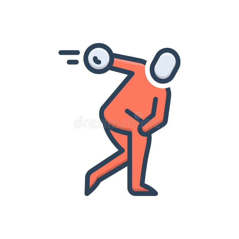 Color illustration icon for Throwing, ball and game stock illustration