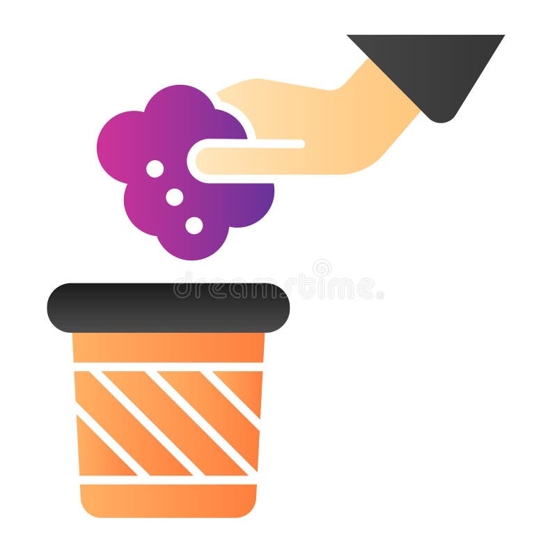 Throwing waste flat icon. Hand and trash color icons in trendy flat style. Garbage and hand gradient style design vector illustration