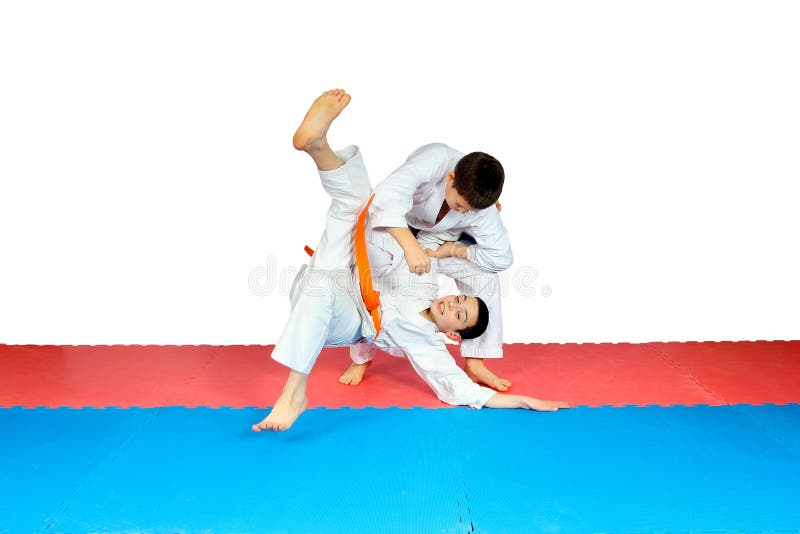 Throws Judo Perfoming Athletes in Judogi Stock Image Image of health