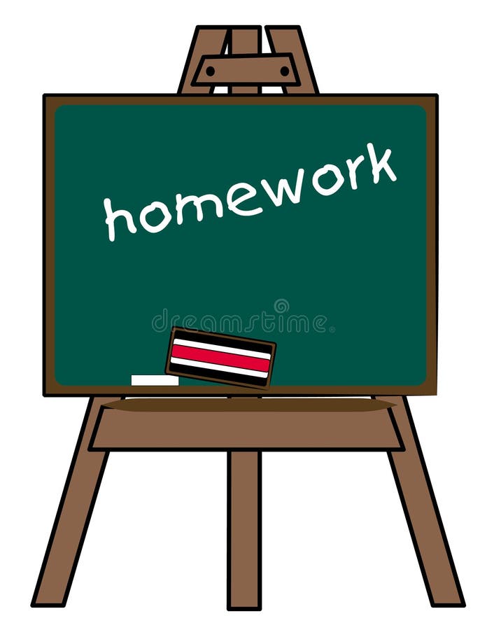 Chalkboard on easel with the words homework - vector. Chalkboard on easel with the words homework - vector
