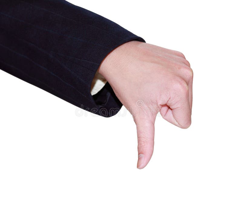 Thumb down gesture isolated on white background. Finger point down stock images, royalty-free photos and pictures