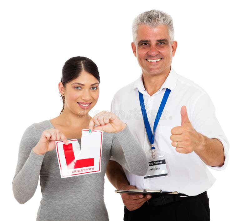 Thumb up learner driver stock photos