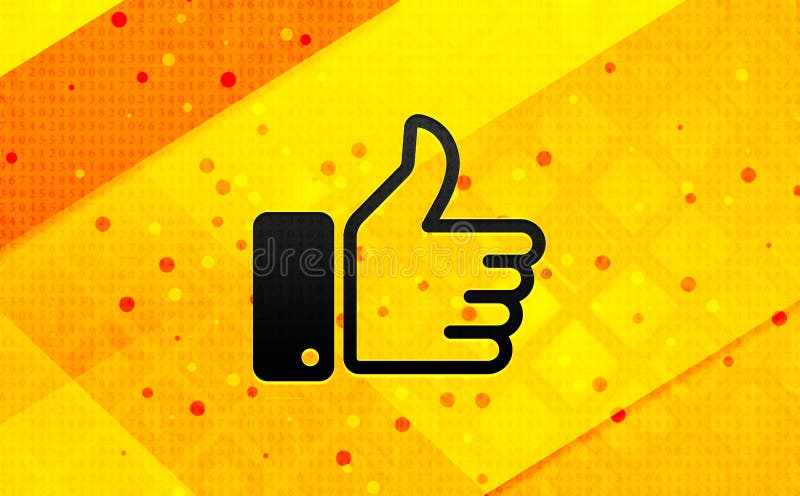 Thumbs up icon abstract digital banner yellow background vector illustration Thumbs up icon abstract digital banner yellow background vector illustration