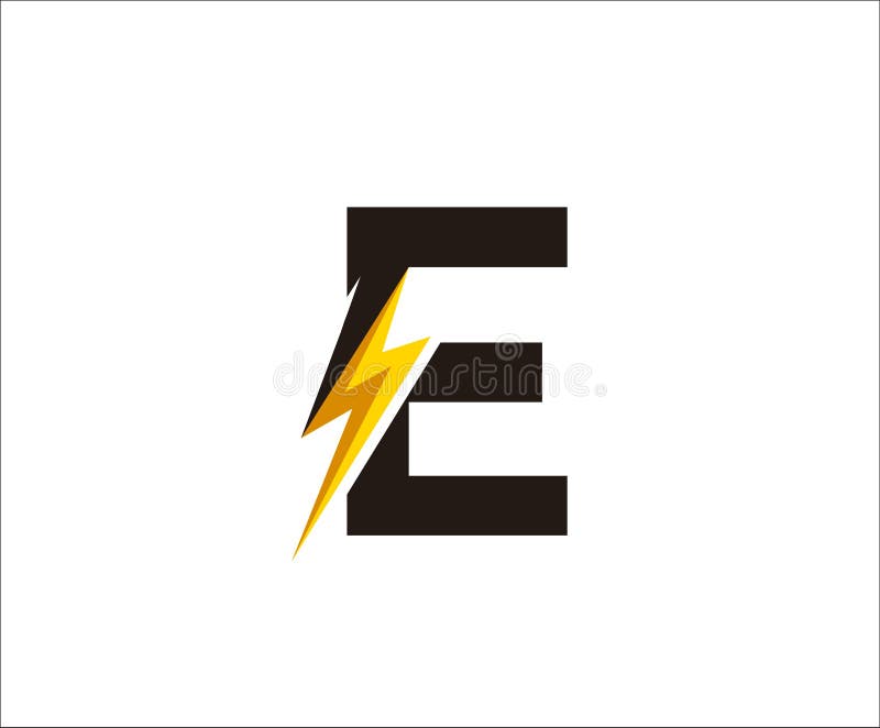 Thunder Bolt E Letter Logo Icon.