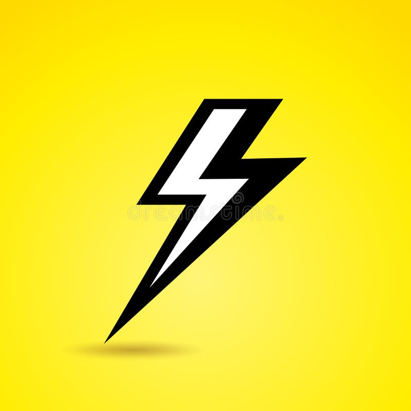 Thunder icon on yellow background stock illustration